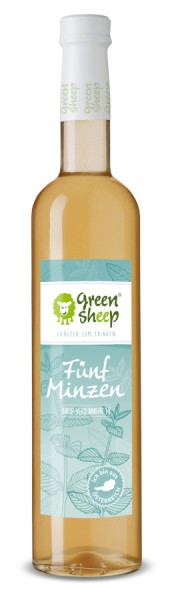Bio Fünf Minze Kräuter Sirup vom Hersteller Green Sheep Blüten zum trinken 250 ml Hand gemacht 100% natürlich