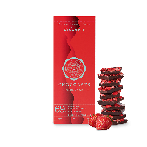 Chocqlate Bio Vegane Schokolade Erdbeere 75g Tafel