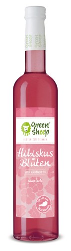 Bio Hibiskusblüten Sirup vom Hersteller Green Sheep Blüten zum trinken 500 ml Verdünn Saft 