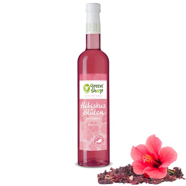Bio Hibsikusblüten-Sirup Blüten zum trinken 500 ml Verdünn Saft / Blütensaft Getränk von Green Sheep 