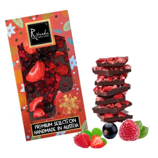 Schokolade mit Beerenmix von Ritonka 95g Tafelschokolade Handgeschöpft