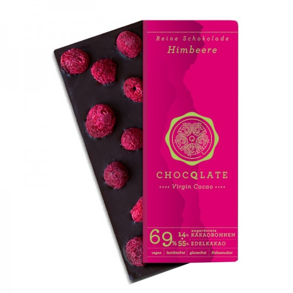  Virgin Cocao - Schokolade Himbeere Chocqlate 69% Kakaobohnen Edelkakao